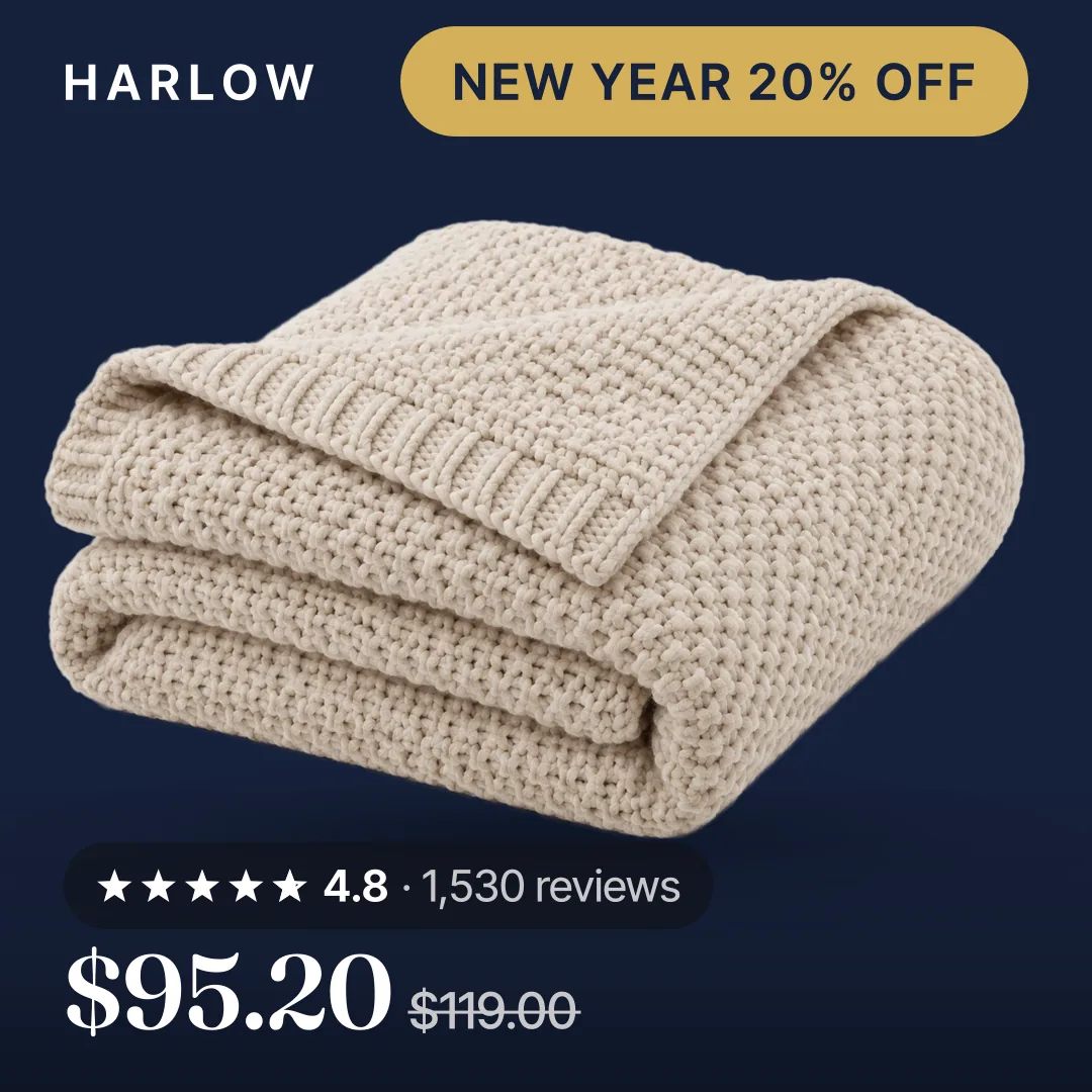 Harlow Knit Throw in its New Year look: 20% off, $95.20, was $119.00